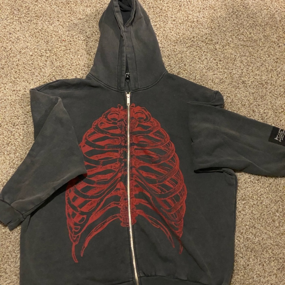 Oversized Skelton Acid Washed Zip Tracksuit